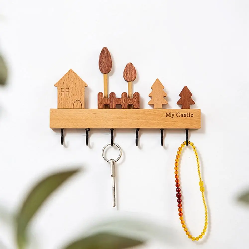 Home Textiles Towel - Encantador gancho para llaves de madera