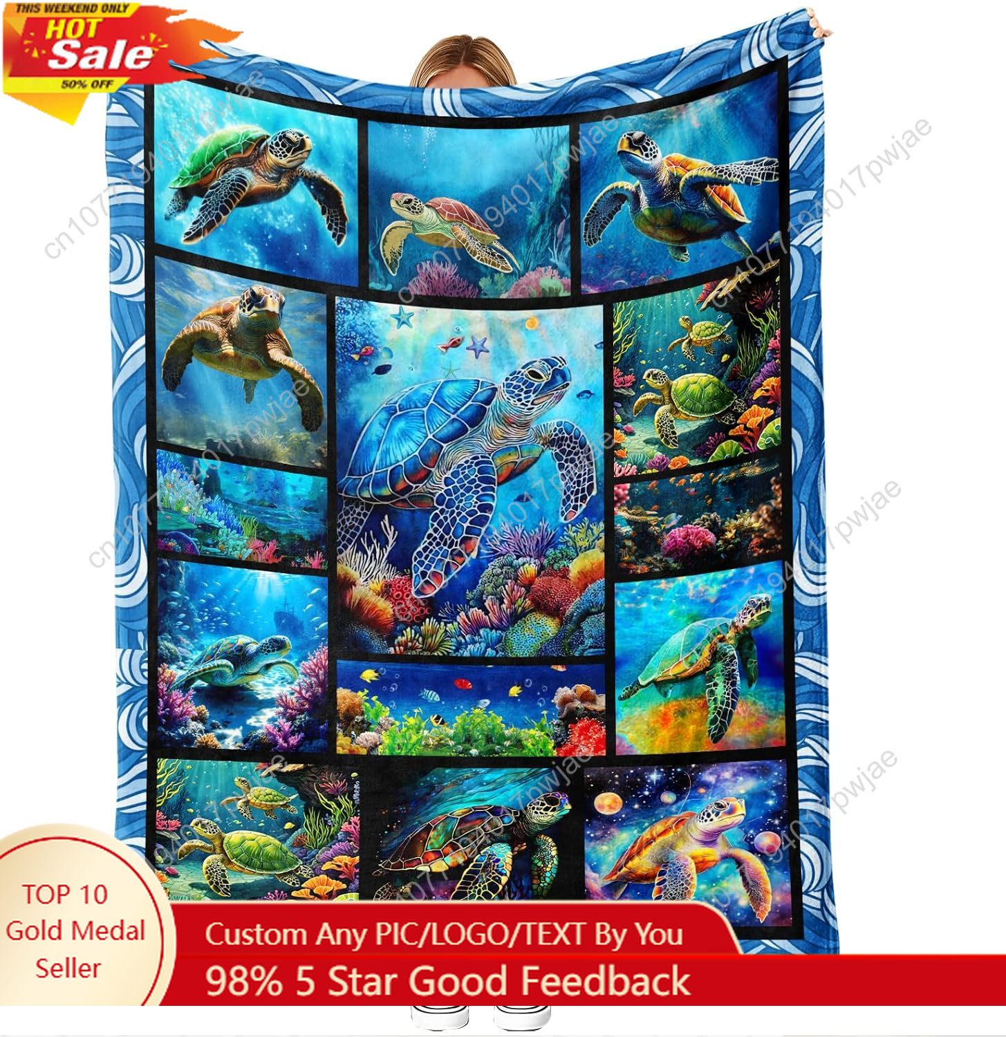 Home Textiles Towel - Manta de franela de tortuga marina,