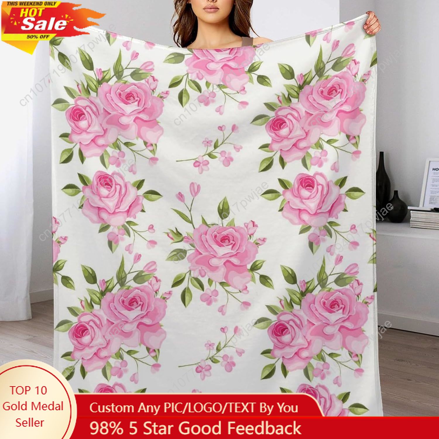 Home Textiles Towel - Manta de flores rosas, decoración floral,