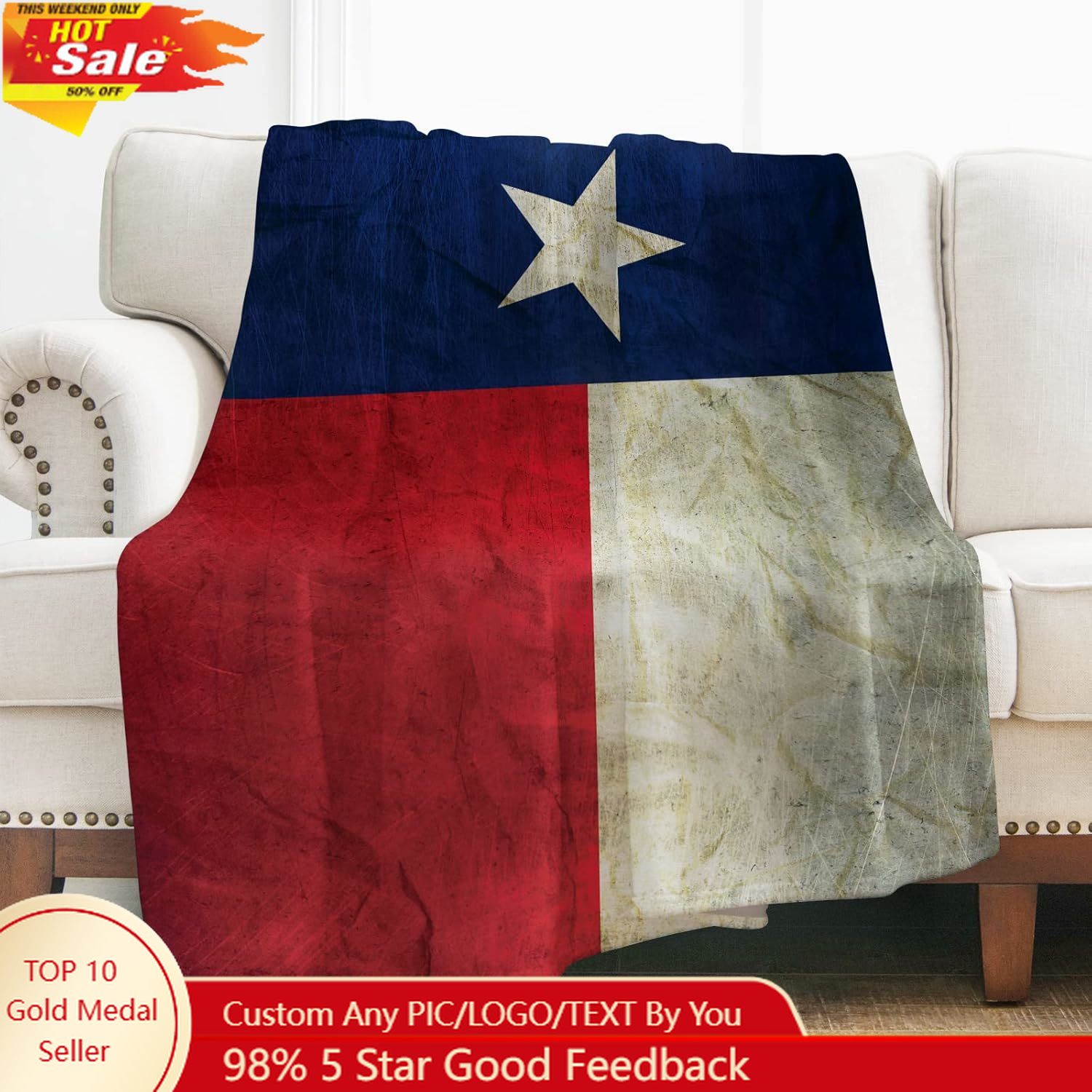 Home Textiles Towel - Manta con bandera de Levens Texas,