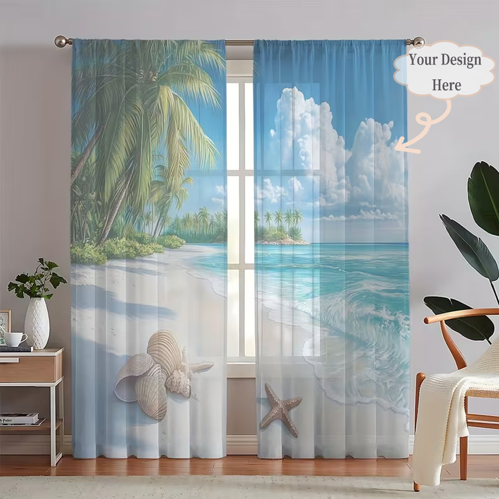 Home Textiles & Furnishings - Cortinas Transparentes Planas 2D Personalizadas (2