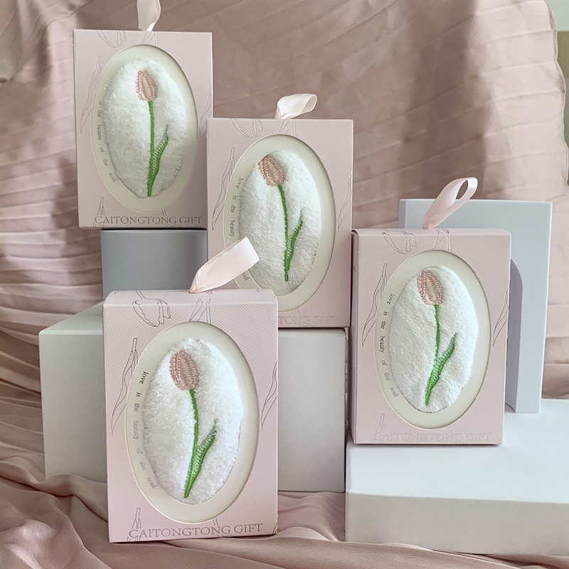 Home Textiles Towel Set - Toalla de Mano Bordada con Tulipanes,