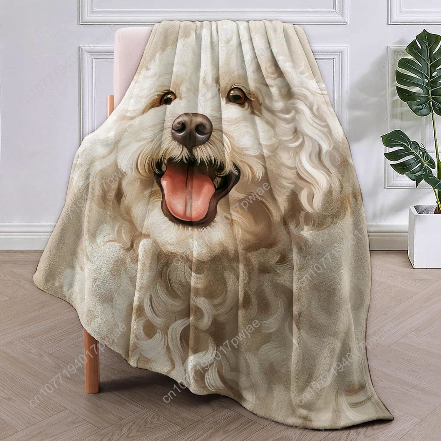 Manta con retrato de caniche a - Home Textiles & Furnishings reseña y precio