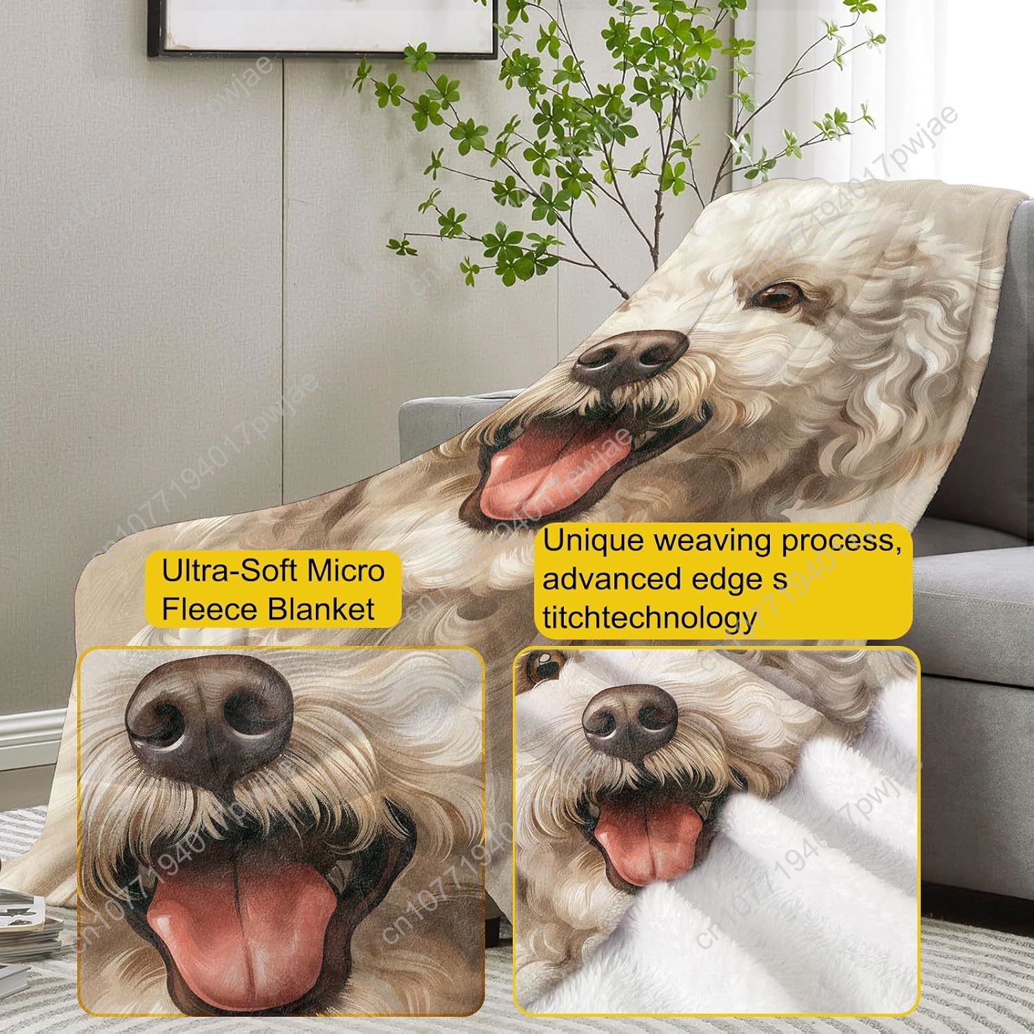 Manta con retrato de caniche a - Home Textiles & Furnishings reseña y precio